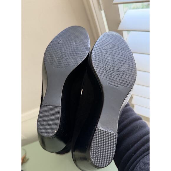 Vintage Y2K Stuart Weitzman Boots 8 Moto Over The Knee Studded Black Suede Wedge - Picture 6 of 8